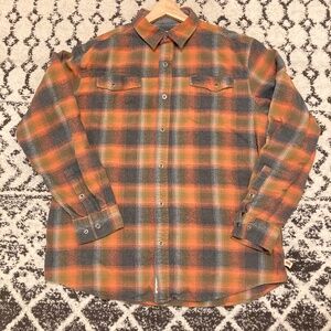 Dakota Grizzly Men's XL Flannel Snap Front Shirt Winter Outdoors Ochre Green